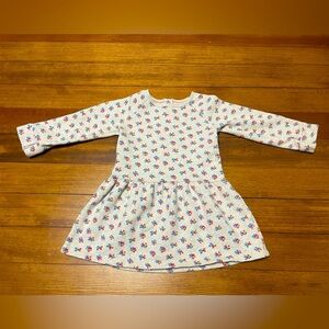 Baby Boden White & Pink Floral Sweatshirt Dress Size 2-3 Years